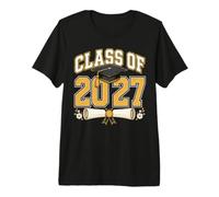 Class of 2027 Senior Graduation Varsity Cap Diploma Premium T-Shirt