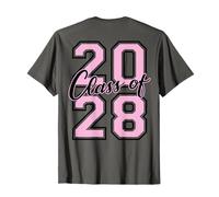 Class of 2028 Graduation Varsity Pink and Black Outline Back T-Shirt