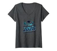 Class of 2028: This is Just The Beginning V-Neck T-Shirt, Women, Dark Heather Grey, M