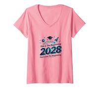 Class of 2028: This is Just The Beginning V-Neck T-Shirt, Women, Pink, M