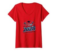 Class of 2028: This is Just The Beginning V-Neck T-Shirt, Women, Red, XXL