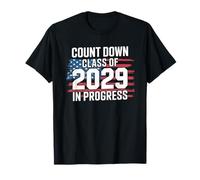 Class Of 2029 Count Down 8th Grade Graduation American Flag T-Shirt