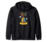 Class of 2038 Rocket Launch Kids Graduations Celebration Zip Hoodie