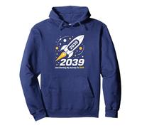 Class of 2039 - Just Starting My Journey Space Rocket Pullover Hoodie, Adult Unisex, Navy, XL