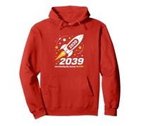 Class of 2039 - Just Starting My Journey Space Rocket Pullover Hoodie, Adult Unisex, Red, XL