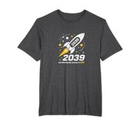 Class of 2039 - Just Starting My Journey Space Rocket T-Shirt, Men's Big and Tall, Dark Heather Grey, 6X Tall