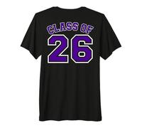 Class of 26 Grad 2026 Arched Varsity Purple and White Back Premium T-Shirt