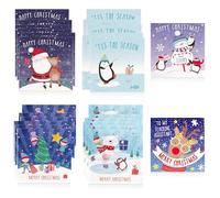 Class Pack of 32 Mini Christmas Cards with Envelopes - 4 Cute Designs for Kids | Santa, Snowman, Penguin & Rudolph | Includes Cards for Teacher & Assistant | School Holiday Greetings