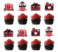 Class Reunion Party Decors 24pcs Red Black Best Class Ever Cupcake Toppers Primary High School Reunion Cake Decor Welcome Back School Reunited Party Supplies for 10th 20th 30th 40th 50th Anniversary