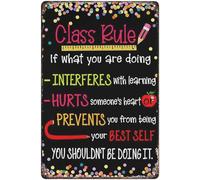 Class Rule If What You Are Doing Interferes With Learning Metal Sign 8x12 Inches - Vintage Tin Wall Art, Funny Classroom Poster, Teacher Gift For Home, School