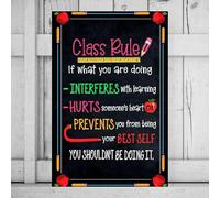 Class Rule Poster Metal Tin Sign, Class Rule if What You Are Doing Interferes with Learning Hurts Metal Tin Sign Print, Gifts for Teachers Educators from Students 6x8 inch