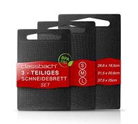 Classbach C-SB 4012 K Cutting Boards, Different s/m/l Sizes, with Juice Groove, Granite Appearance, Rounded Side Edges, Dishwasher Washable, C-SB4012K-Blk, INOX, Set of 3, Black