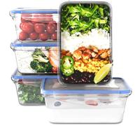 classbach® Set of 5 Plastic Food Storage Containers with Lids, 100% Leak-Proof Lunch Boxes, Meal Prep Boxes with Lids, Storage Containers Suitable for Dishwasher, Microwave and Freezer C-FHD 4007 K