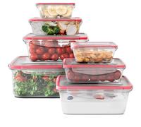 classbach® Set of 7 Plastic Food Storage Containers with Lids, 100% Leak-Proof, Meal Prep Boxes with Lid, Storage Containers Suitable for Dishwasher, Microwave and Freezer C-FHD 4008 K