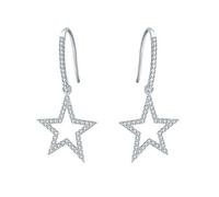 Classic 100% 925 Sterling Silver Shining Star Drop Earrings For Women Clear Cubic Zircon Sterling Silver Jewelry