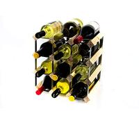 Classic 12 Bottle Pine Wood and galvanised Metal Wine Rack self assembley