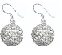 Classic 12mm Diamond Chip Effect, Sparkling Sterling Silver 925, AAA Crystal Ball Drop Earrings in a Lovely Box.