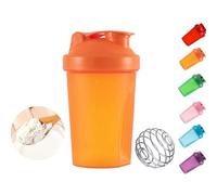 Classic 16-Ounce Protein Shaker Bottle For Pre Workout Powder Shaker Leak-Proof Cup 400ML with a Stainless Steel Whisk Ball (Orange)