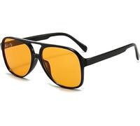 Classic 1970s Retro Pilot Sunglasses Unisex Adult Large-Sized Square Frame 100 UV 400 Protection -Reflective Plastic Lenses Timeless Fashion Accessory for Clear Vision and Eye