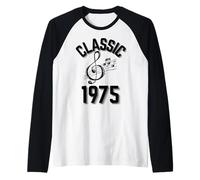 Classic 1975 with Treble Clef and Musical Notes. Raglan Baseball Tee