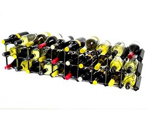 Classic 20/30 Bottle Cupboard top Black Stained Wood and galvanised Metal Wine Rack Ready Assembled