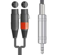Citronic | 3.5mm Male Stereo Jack to 2 x Female XLR Connectors | Pro Quality Shielded Audio Lead, Die-Cast Twin XLR Connectors and 3.5mm Balanced TRS Jack Plug | 1 Metre
