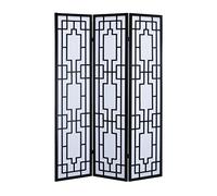 Classic 3 Panel Room Divider Screen in Black - Eco-Friendly Wood & Paper Construction, Ideal for Bedroom, Office, or Living Area!