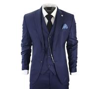 Classic 3-Piece Plain Suit Infinity Leather Navy 42R