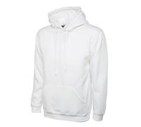Classic 300 GSM Hooded Sweatshirt Winter Wear | Heavy Cotton Polyester Blend | Brushed Fleece Hoodie with Kangaroo Pocket | 2XL | White