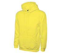 Classic 300 GSM Hooded Sweatshirt Winter Wear | Heavy Cotton Polyester Blend | Brushed Fleece Hoodie with Kangaroo Pocket | XL | Yellow