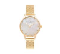 Olivia Burton Mother Of Pearl Pale Gold Mesh Watch