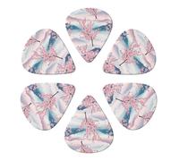 Classic 351 Shape Guitar Picks 6 Pack Japanese Mountains Floral Blossom, Professional Paddles for Acoustic, Electric Guitars & Ukulele, Light/Medium/Heavy 0.46-0.96mm