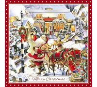 Classic 3D Lenticular Traditional Festive Merry Christmas Single Greeting Card with Detachable Keepsake to Treasure - 6" x 6" (155 x 155mm) - Eco-Friendly (Santa and Reindeer)