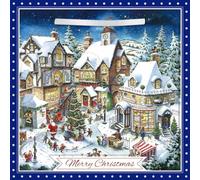 Classic 3D Lenticular Traditional Festive Merry Christmas Single Greeting Card with Detachable Keepsake to Treasure - 6" x 6" (155 x 155mm) - Eco-Friendly (Festive Town Scene)
