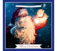 Classic 3D Lenticular Traditional Festive Merry Christmas Single Greeting Card with Detachable Keepsake to Treasure - 6" x 6" (155 x 155mm) - Eco-Friendly (Father Christmas with Glowing Bauble)