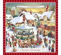 Classic 3D Lenticular Traditional Festive Merry Christmas Single Greeting Card with Detachable Keepsake to Treasure - 6" x 6" (155 x 155mm) - Eco-Friendly (Town Scene Brass Band)