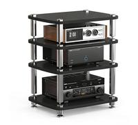 Classic 4-Tier Wood Audio-Video Rack Media nizer & Game Console Stand for Gaming Living Room Meeting Space - Stylish Black Furniture Solution