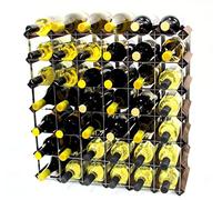 Classic 42 Bottle Dark Oak Stained Wood and galvanised Metal Wine Rack self Assembly