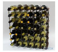 Classic 42 Bottle Dark Oak Stained Wood and galvanised Metal Wine Rack self Assembly