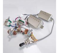 Classic 57 Guitar Pickups Set Classic Plus Bridge Neck Alnico II Pickups Chrome with 4 Conductor 2V2T Wiring Harness Fast Wiring Without Soldering For Les Paul style Guitar Accessoires