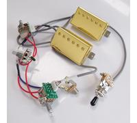 Classic 57 Guitar Pickups Set Classic Plus Humbucker Bridge Neck Alnico II Pickups Gold with 4 Conductor 2V1T Wiring Harness Fast Wiring Without Soldering For Les Paul style Guitar Accessoires