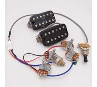 Classic 57 Plus Alnico II 50/50mm Electric Guitar Pickup Set Black with 4C 2V2T Wiring Harness for Gibson Les Paul Guitar Accessories