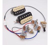 Classic 57 Plus Alnico II 50/50mm Electric Guitar Pickup Set, Bridge/Neck Pickups, Zebra with 4C 2V2T Wiring Harness for Gibson Les Paul Guitar Accessories