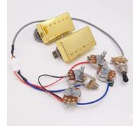 Classic 57 Plus Alnico II 50/50mm Gold Electric Guitar Pickup Set with 4C 2V2T Wiring Harness for Gibson Les Paul Guitar Accessories