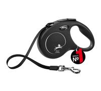 Classic 5m Retractable Tape Leash for Small Dogs up to 15kg in Stylish Black