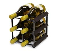 Classic 6 Bottle Black Stained Wood and Black Metal Wine Rack