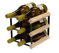 Classic 6 bottle pine wood and black metal wine rack ready assembled | Ready Assembled