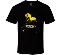 Classic 70s Movie Rocky 2 End Credits Silohuette Rocky and Mick Movie T Shirt BlackMediumBlackM