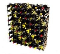 Classic 72 Bottle Dark Oak Stained Wood and galvanised Metal Wine Rack self Assembly