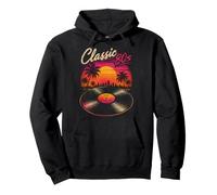 Classic 80's Retro Sunset Vinyl Record Synthwave Vibes Art Pullover Hoodie